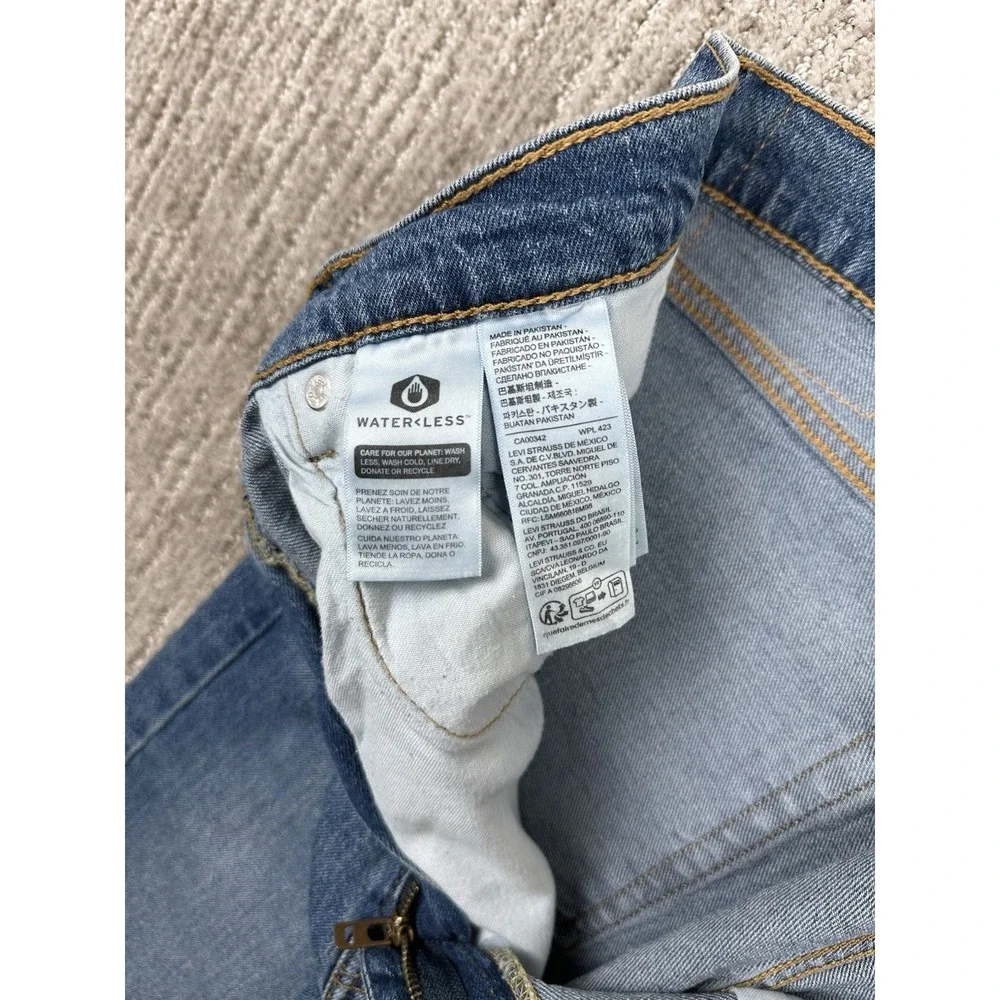 Levis 505 Jeans Mens 38x32 Regular Straight Stretch Blue Medium Wash Denim